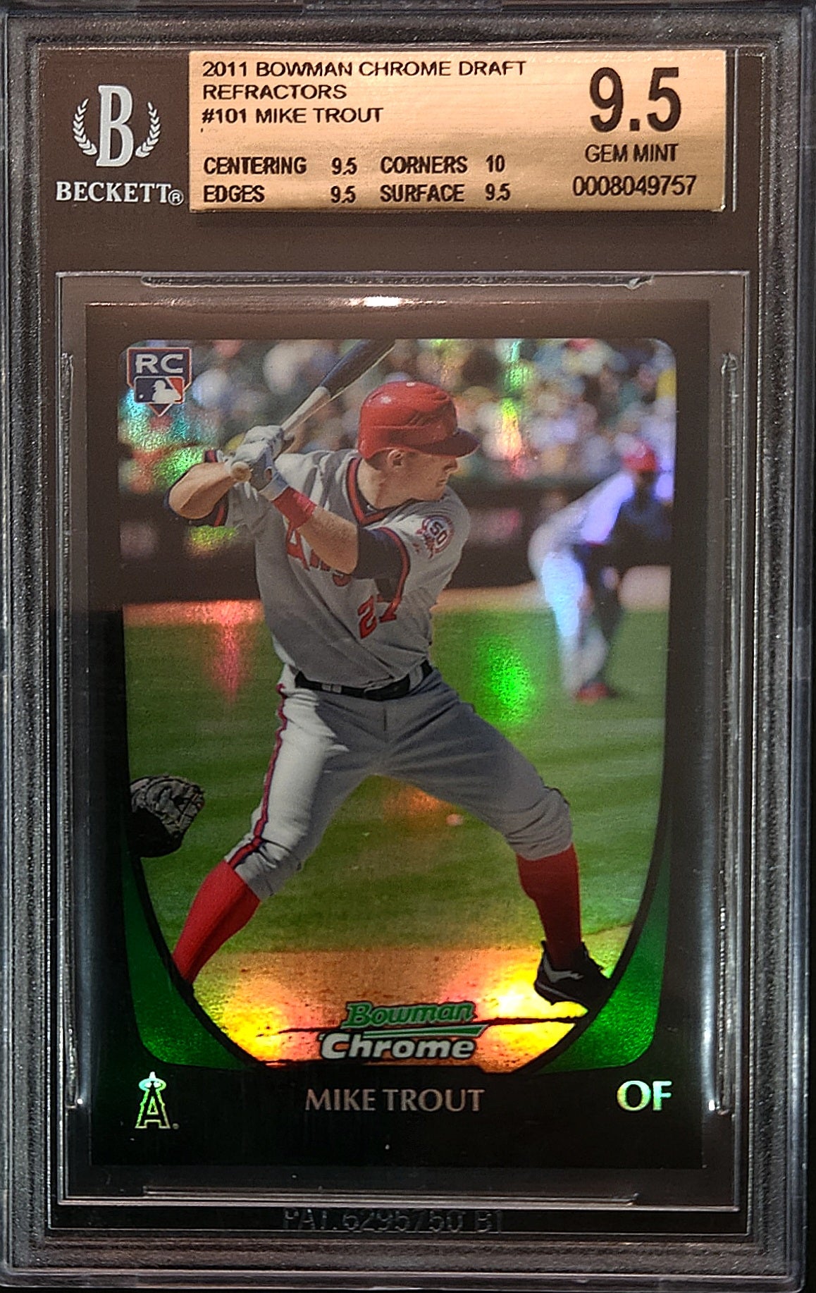 2011 Bowman Chrome Draft #101 Mike Trout Refractor Rookie (Angels 