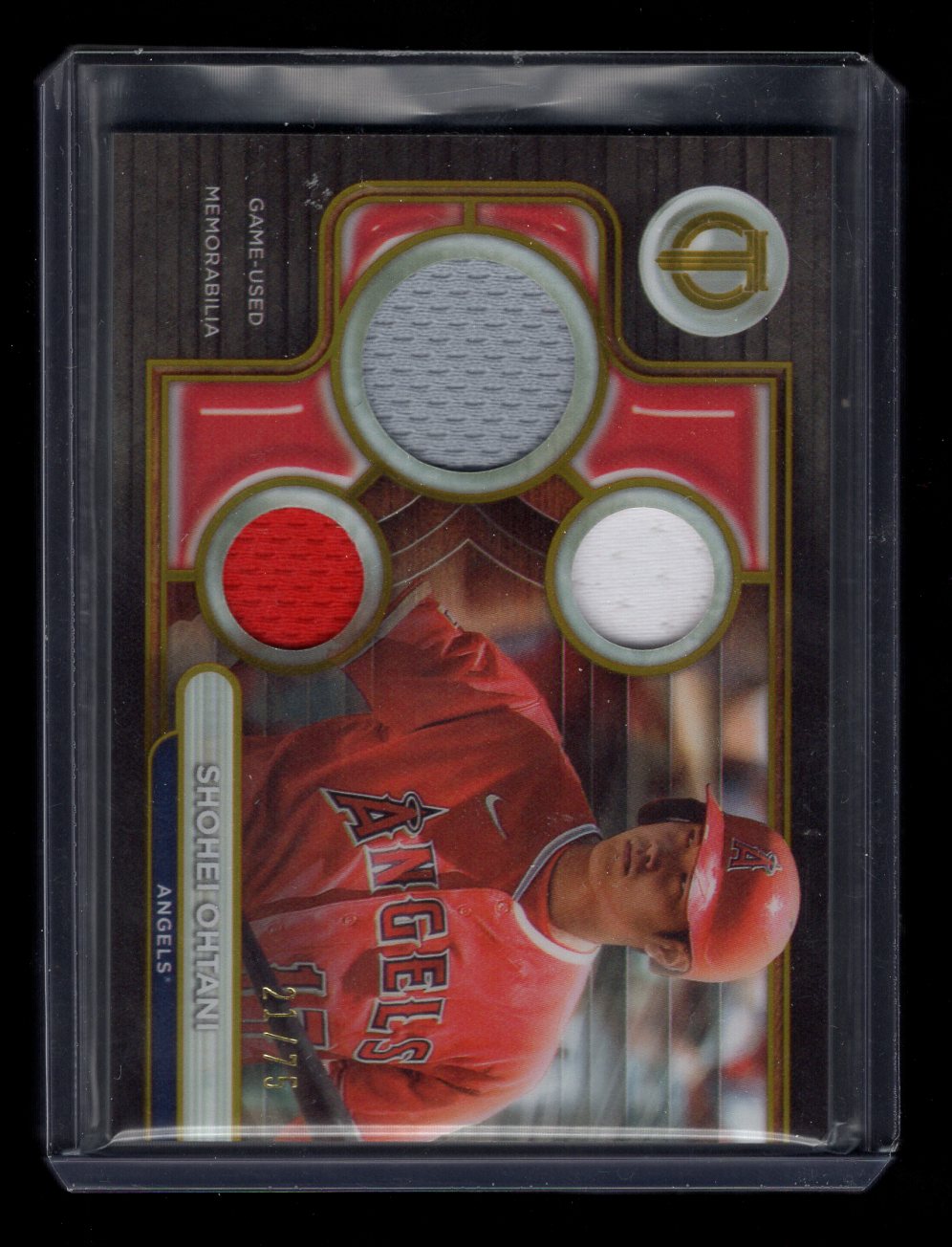 2024 Topps Tribute #TTR-SO Triple Relic Yellow Shohei Ohtani #'d /75 (Los  Angeles Angels)