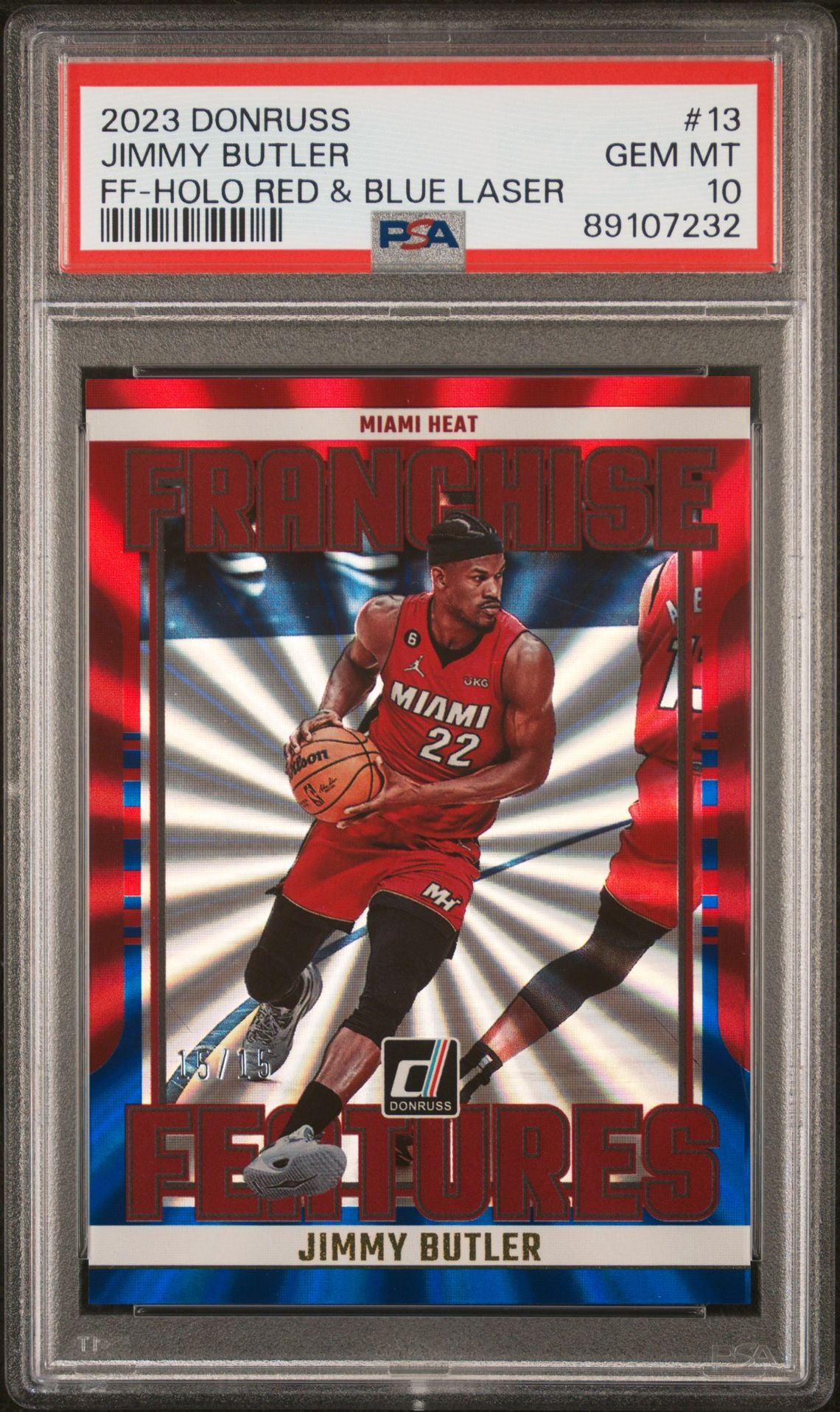 2023-24 Donruss Franchise Features Red & Blue Laser #13 Jimmy Butler (HEAT) PSA 10