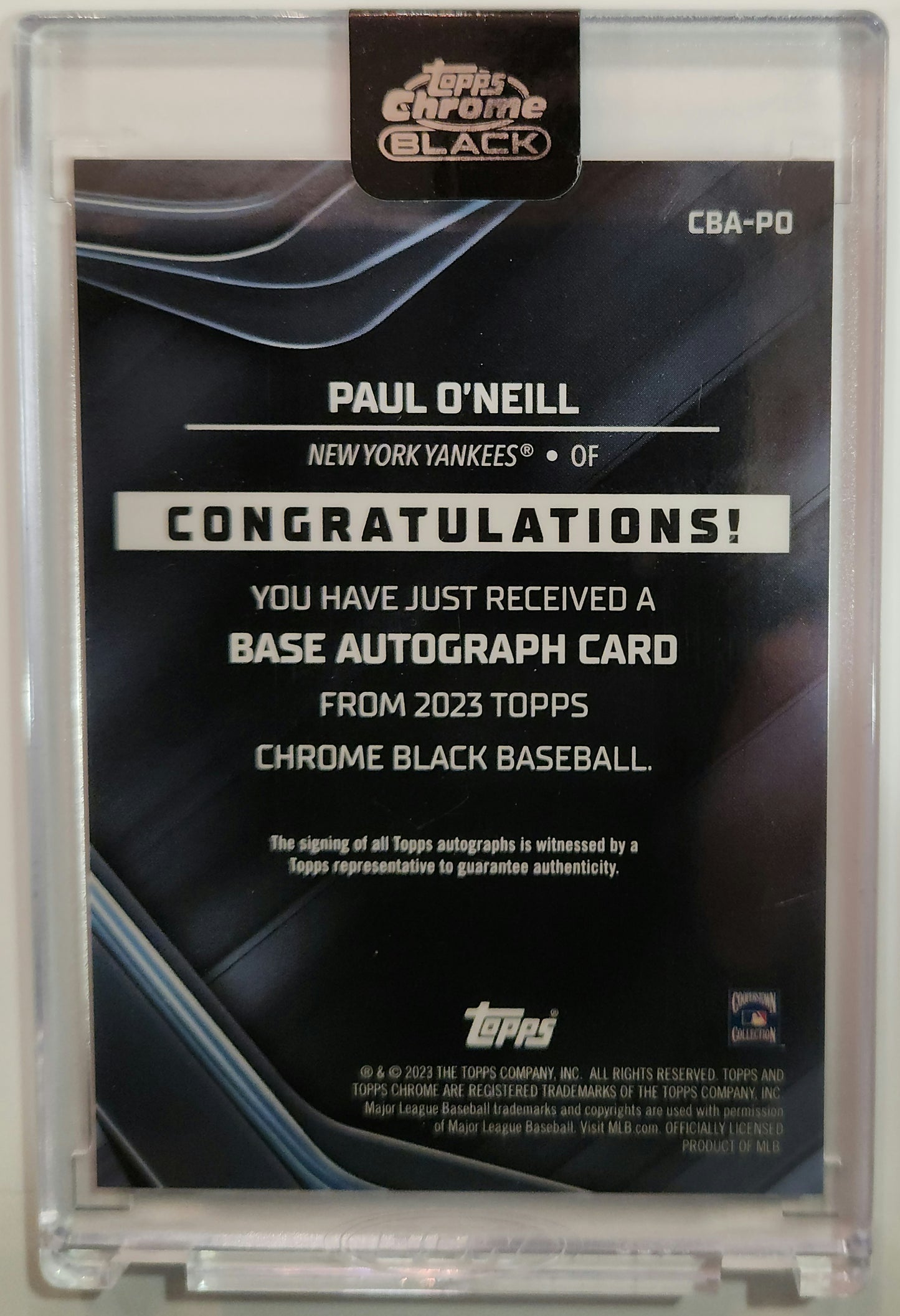 2023 Topps Chrome Black Paul O'Neill Encased Autograph #CBA-PO (Yankees)