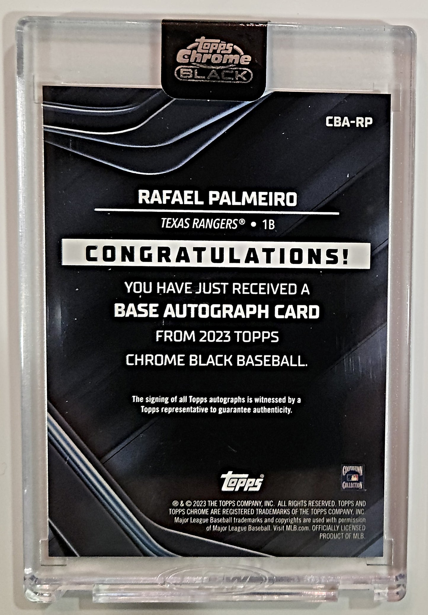 2023 Topps Chrome Black Rafael Palmeiro #CBA-RP Autograph (Rangers)