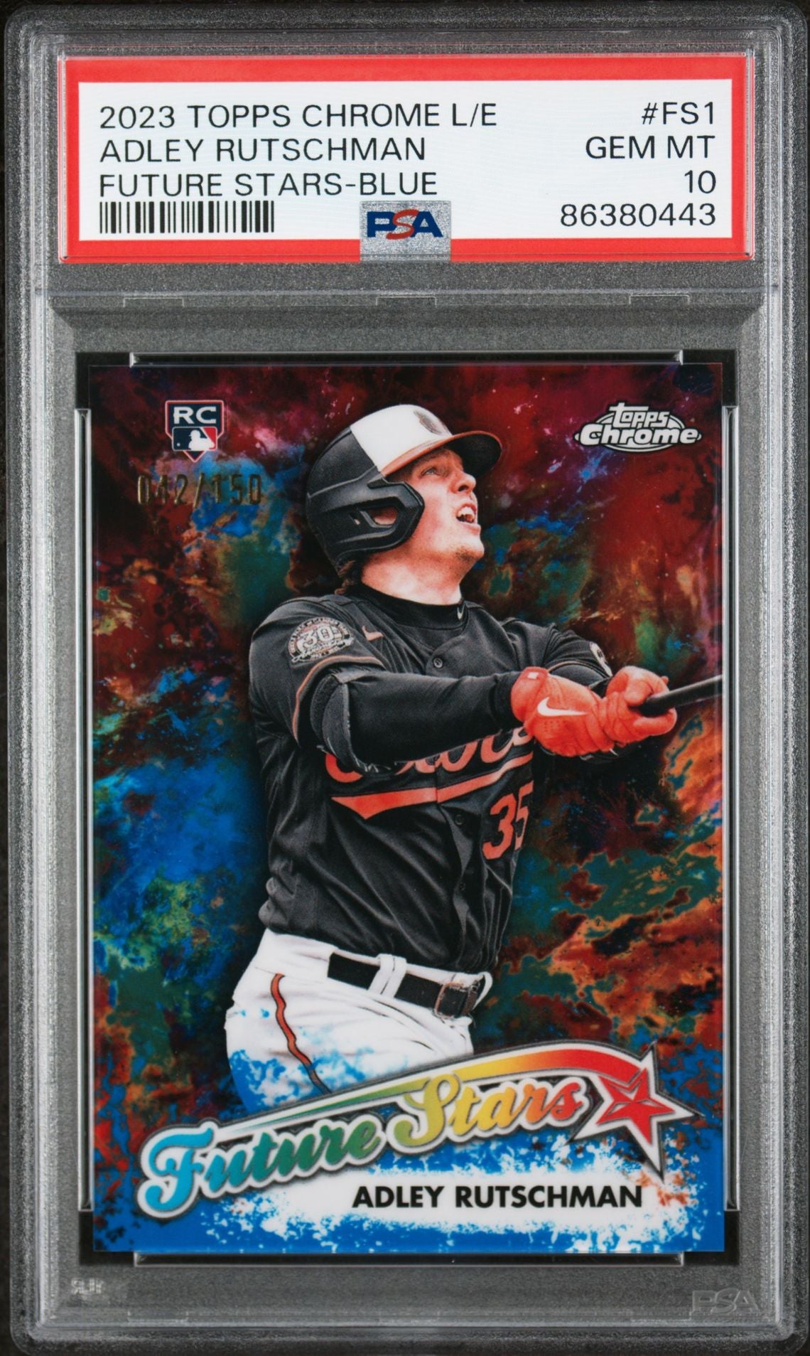 2023 Topps Chrome Logofractor Edition Future Stars #FS1 Adley Rutschman Blue #'d 42/150 (Orioles) PSA 10 Gem Mint