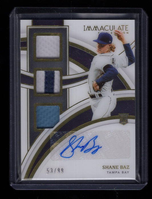 2022 Panini Immaculate Collection - Rookie Patch Autograph #136 Shane Baz /99 (AU, MEM, RC)