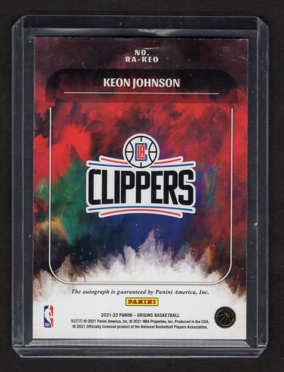 2021-22 Panini Origins Rookie #21 Autographs #'d 05/10 Keon Johnson (Clippers)