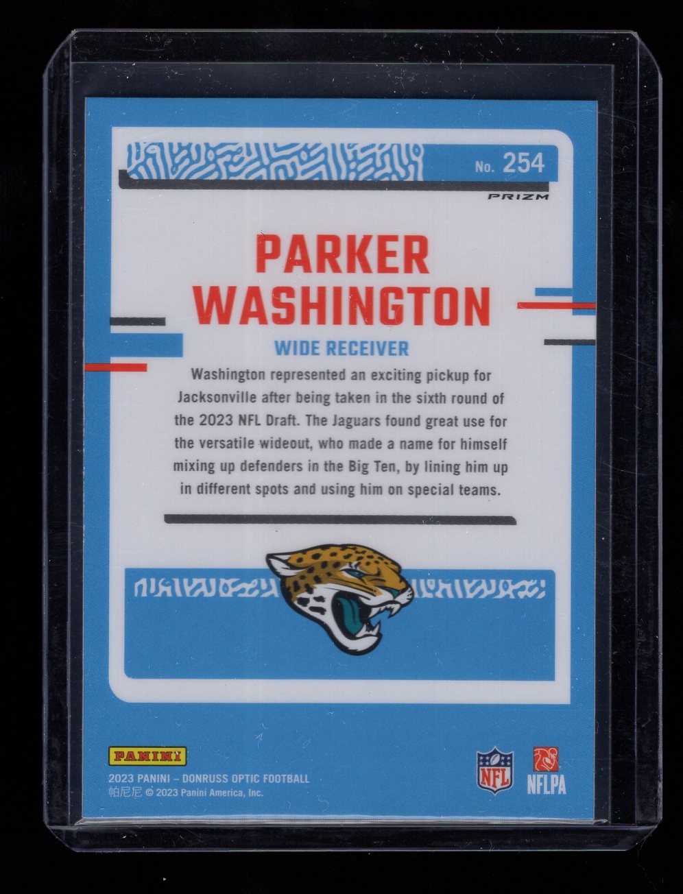 2023 Donruss Optic Holo Rated Rookie #254 Parker Washington (Jacksonville Jaguars)