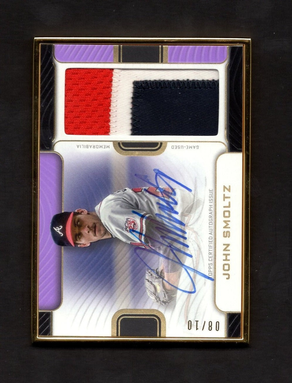 John Smoltz 2023 Topps Definitive Gold Frame Patch Auto #'d /10 SSP (Atlanta Braves)