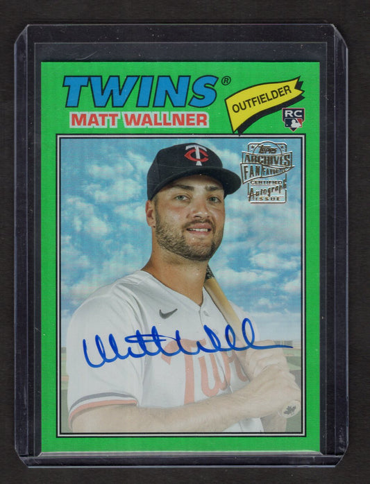 2023 Topps Archives #77FF-MW Matt Wallner Green Foil Autograph #' /99 (Minnesota Twins)