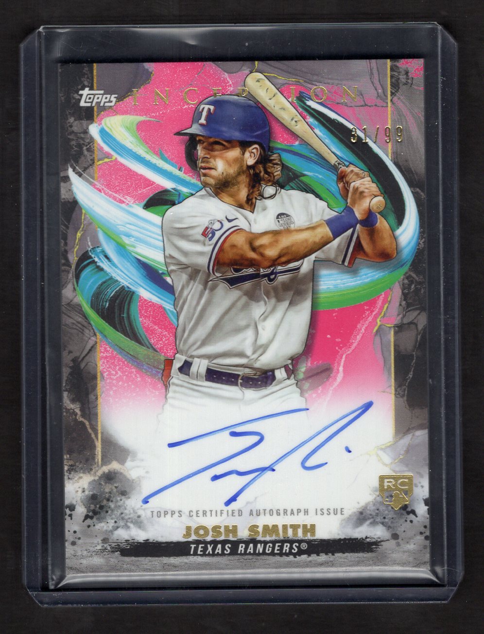 2023 Topps Inception Pink Josh Smith Rookie #BRES-JSM Autograph #'d /99 (Texas Rangers)