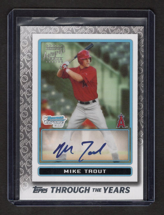 2021 Topps Through The Years Mike Trout 2009 Bowman Chrome Reprint #'d /70 (Angels)