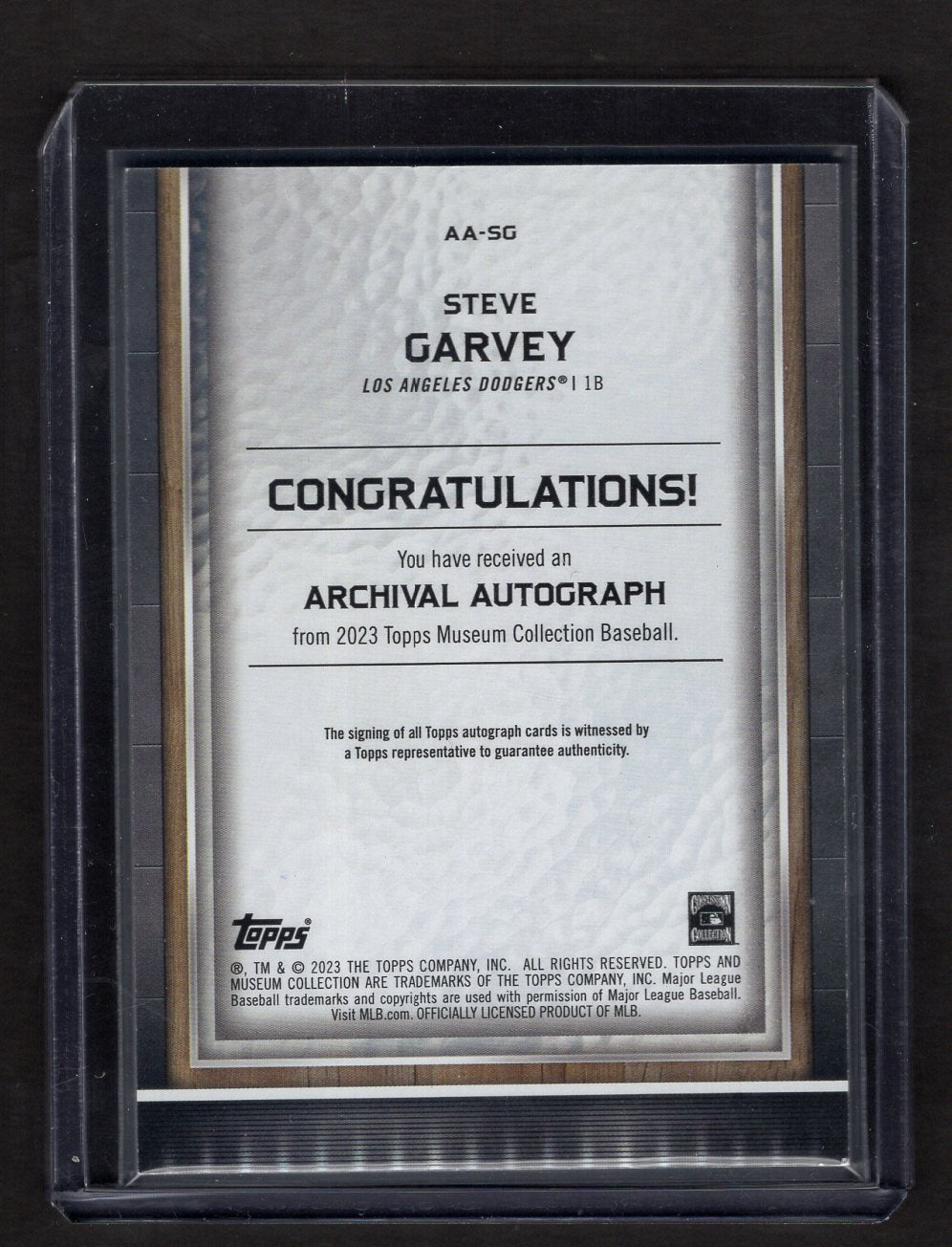 2023 Topps Museum Steve Garvey #AA-SG On Card Auto #'d /50 (Los Angeles Dodgers)