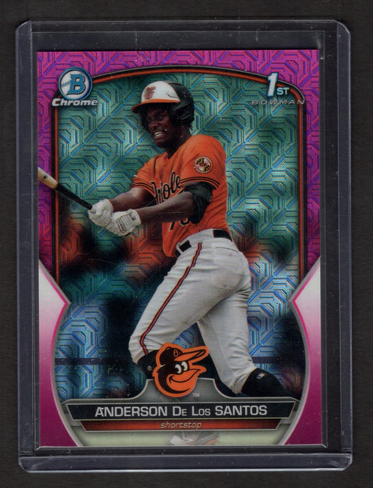 2023 Bowman Chrome Mega #BCP-207 Anderson De Los Santos #'d /199 Pink SSP Refractor (Orioles)