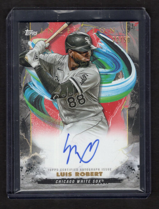 2023 Topps Inception Luis Robert #BRES-LR Red #'d /50 On-Card Autograph (Chicago White Sox)