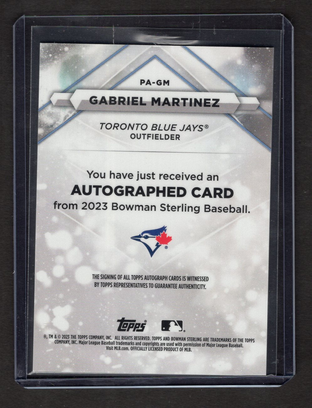 2023 Bowman Sterling Gabriel Martinez Autograph Prospect #PA-GM (Blue Jays)