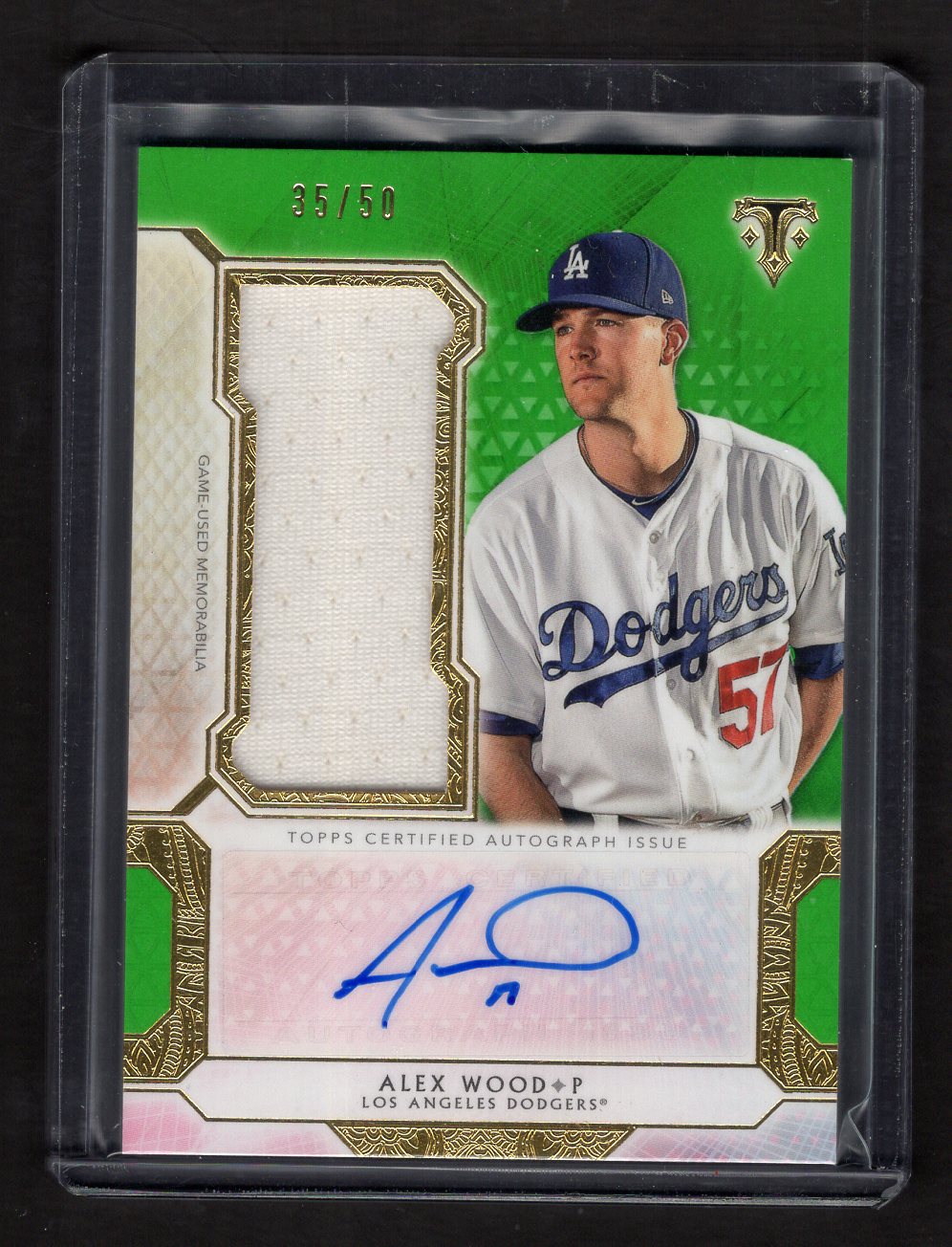 2018 Topps Triple Threads Autograph / Relics Emerald #UAJR-AW Alex Wood #'d /50 (Dodgers)