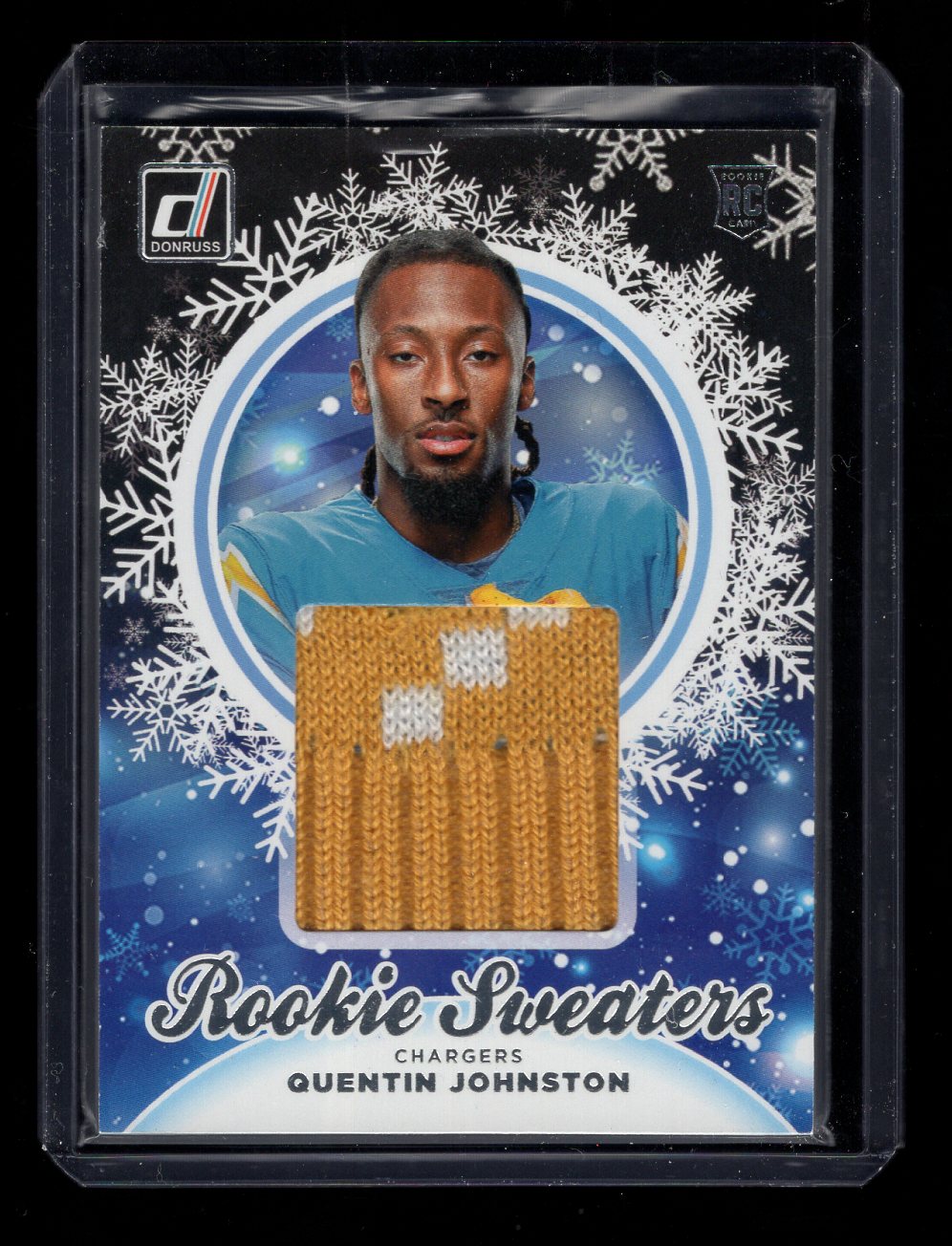 2023 Donruss #HS-QJO "Holiday Sweaters Patch" Quentin Johnston RC Rookie (Los Angeles Chargers)