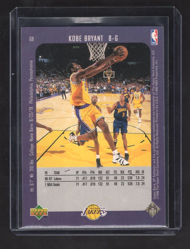 1997-98 SP Authentic #68 Kobe Bryant (Los Angeles Lakers)