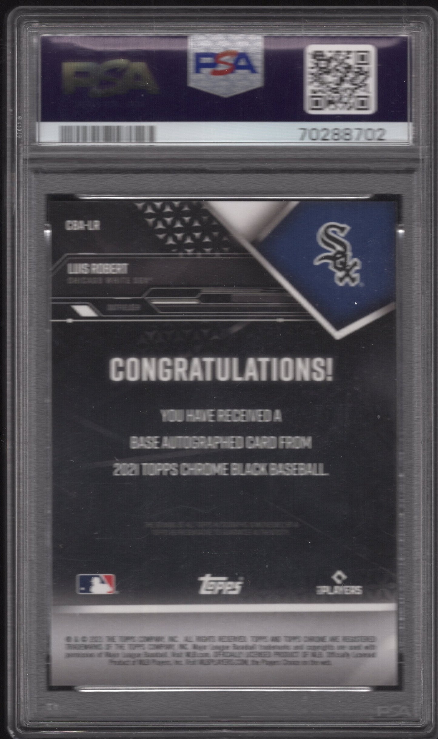 2021 Topps Chrome Black #CBA-LR Luis Robert Autograph (Chicago White Sox) PSA GRADED 10