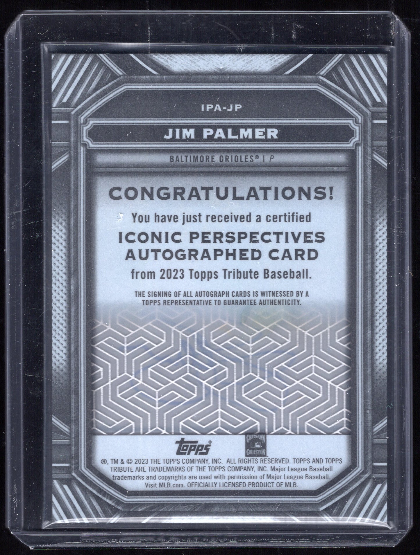 2023 Topps Tribute Jim Palmer Iconic Auto Perspectives On Card #'d /50 SP (Orioles)