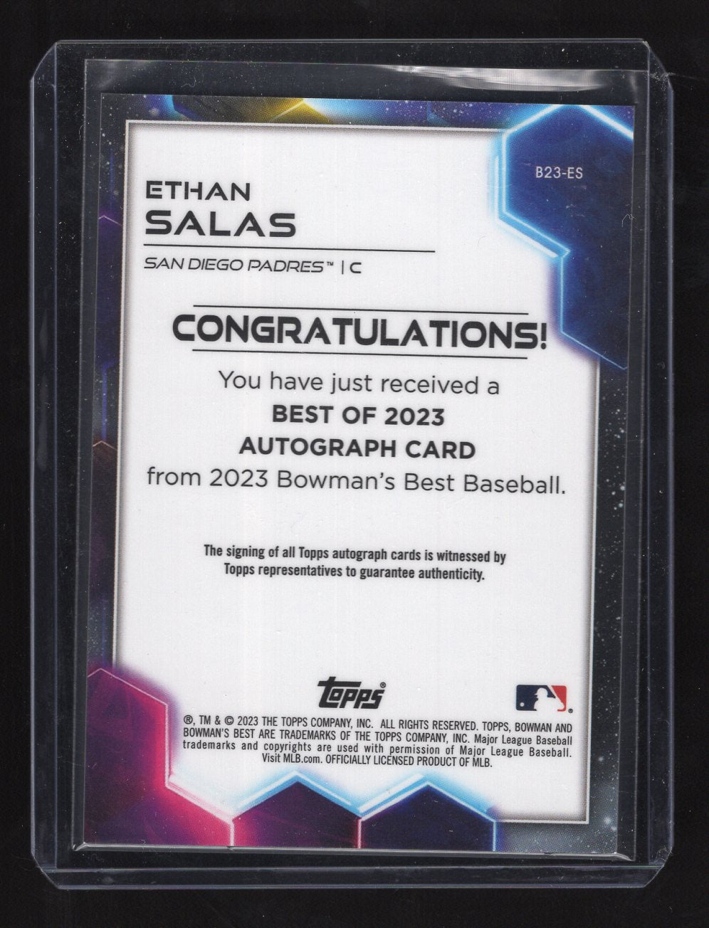 2023 Bowmans Best "Best of 2023 Prospect" Autograph #B23-ES Ethan Salas (San Diego Padres)