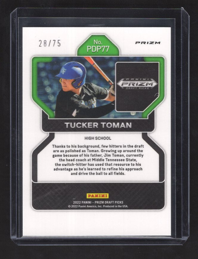 2022 Panini Prizm Draft Picks Prizms Lime Green #77 Tucker Toman