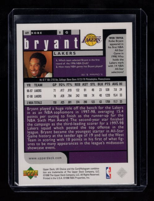 1998-99 UD Choice #69 Kobe Bryant (Los Angeles Lakers)