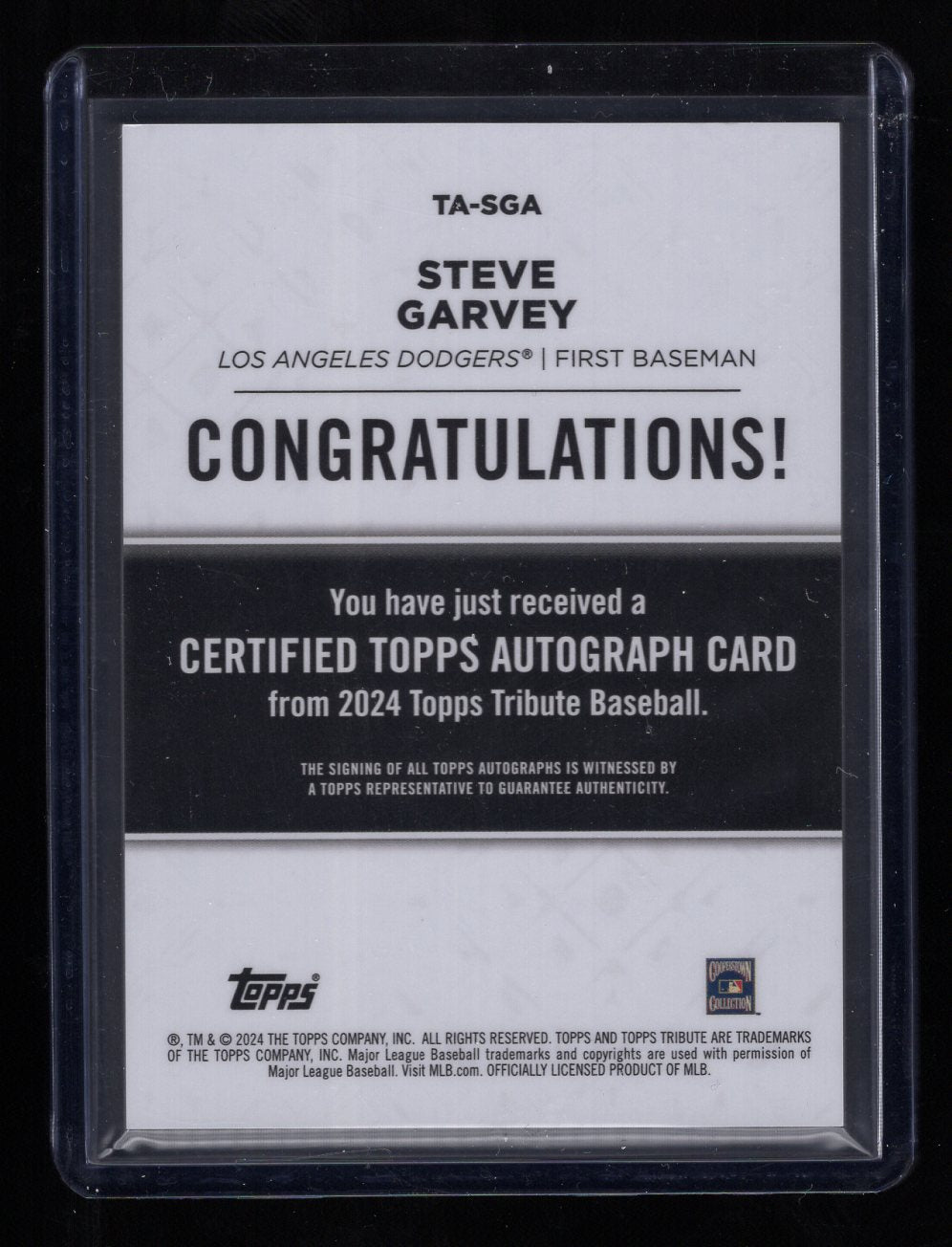 2024 Topps Tribute #TA-SGA Steve Garvey Autograph #'d /150 (Los Angeles Dodgers)