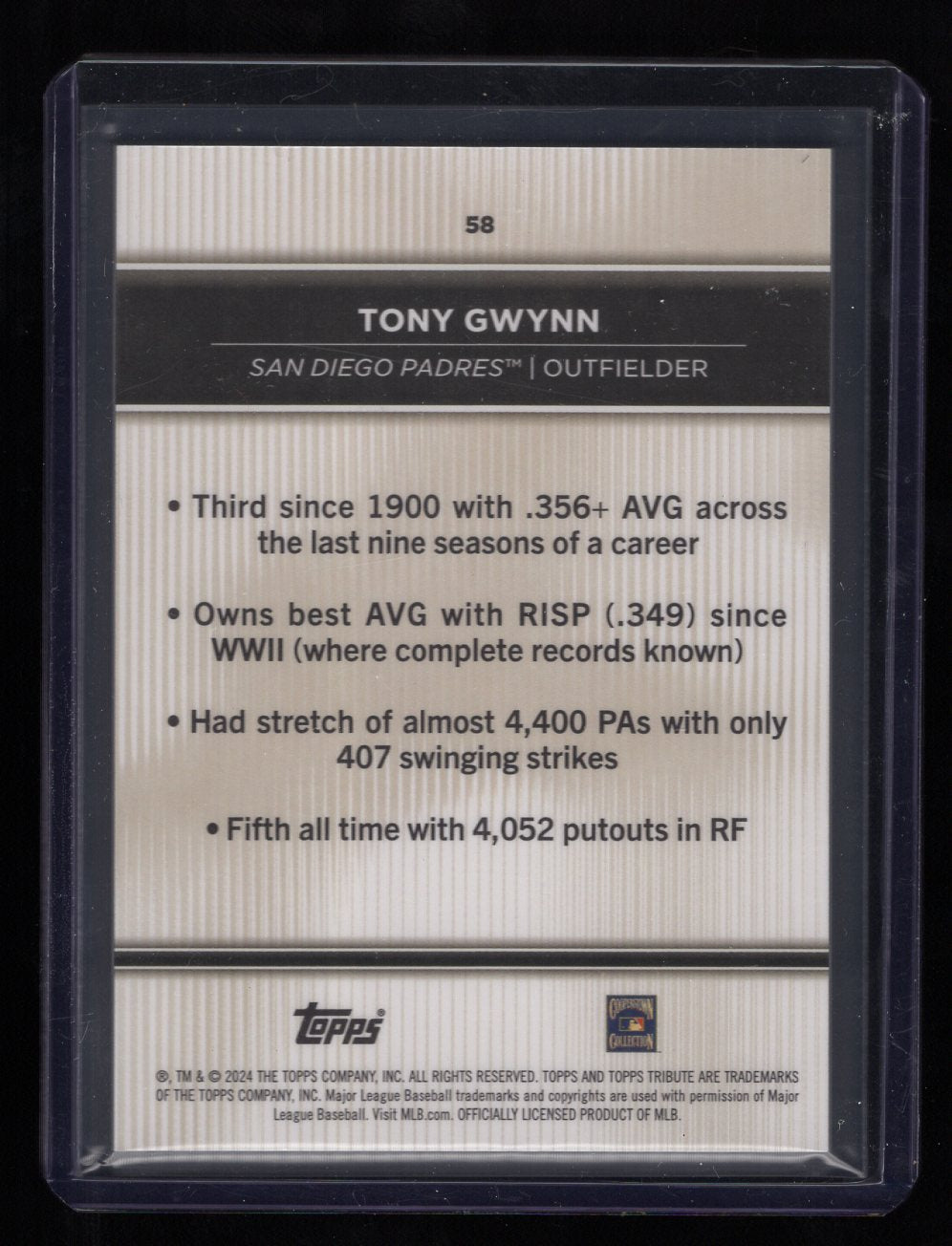 2024 Topps Tribute #58 Tony Gwynn Green #'d /99 (San Diego Padres)