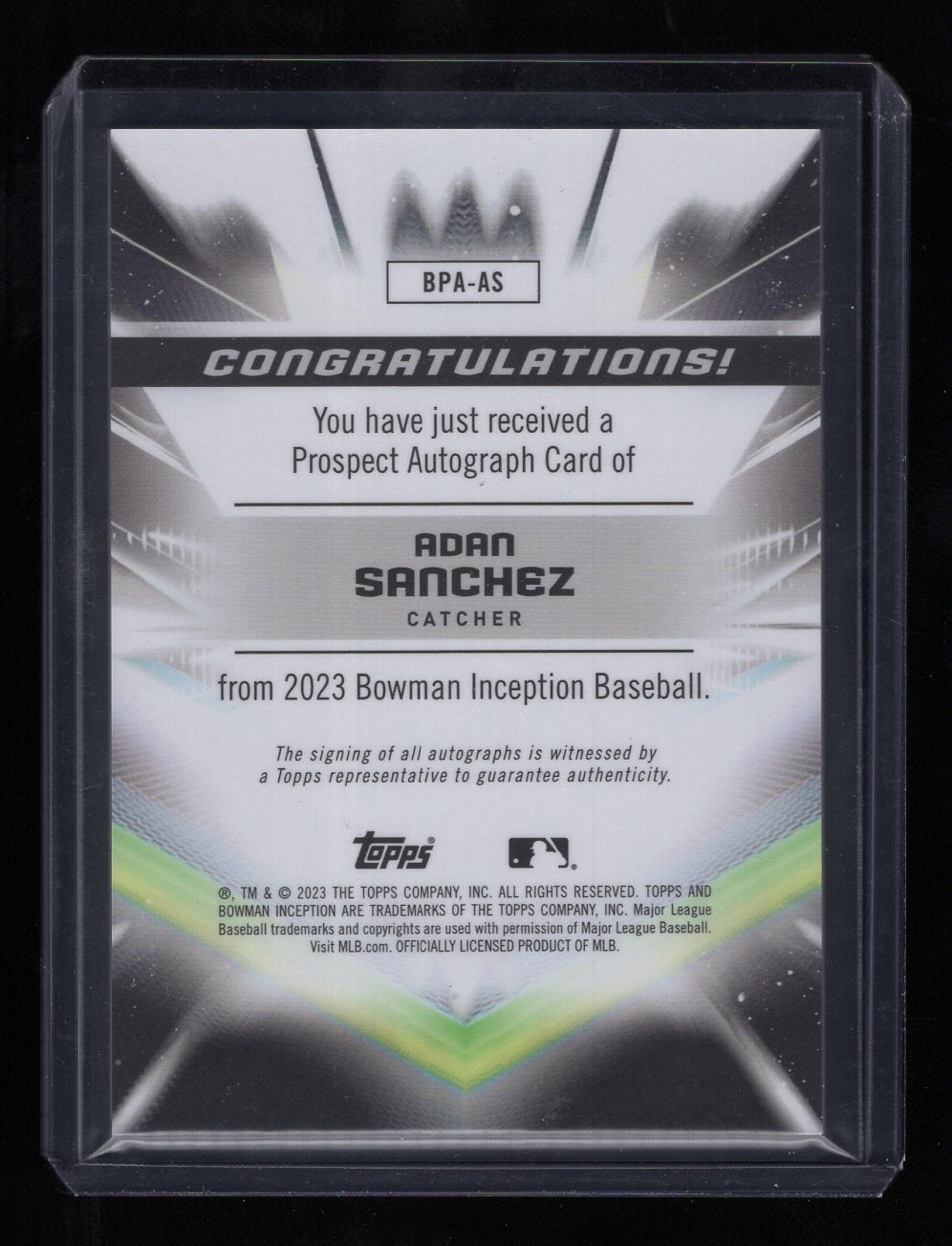 2023 Topps Inception #BPA-AS Adan Sanchez Autograph RC Rookie (Chicago Cubs)