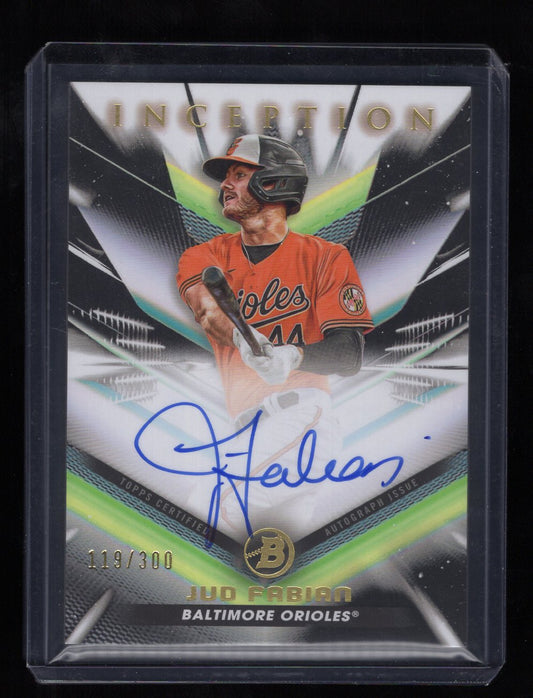 2023 Topps Inception #BPA-ASJF Jud Fabian Autograph #'d /300 Prospect (Baltimore Orioles)