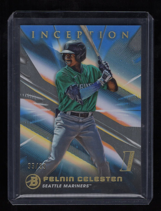 2023 Bowman Inception #88 Felnin Celesten SP Blue Foil #'d /99 Prospects (Seattle Mariners)