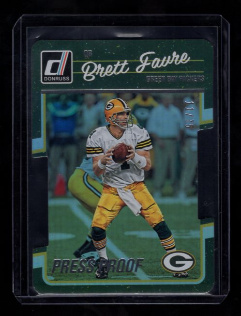 2016 Donruss Press Proofs Silver Die Cut #113 Brett Favre #'d 11/75 (Green Bay Packers)