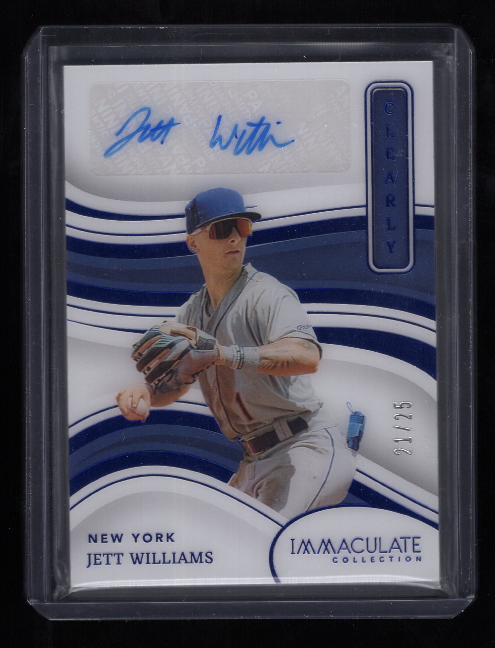 2023 Panini Immaculate #CIS-JI Jett Williams Clearly Blue Signatures/Autograph #'d /25 (New York Mets)