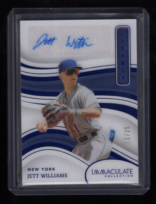 2023 Panini Immaculate #CIS-JI Jett Williams Clearly Blue Signatures/Autograph #'d /25 (New York Mets)