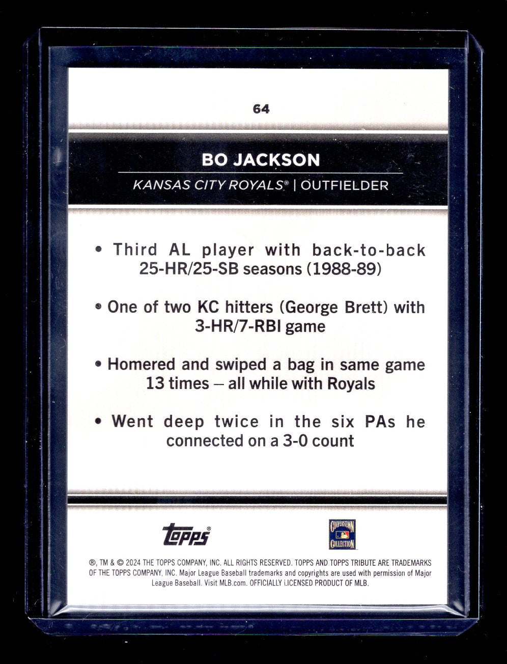 2024 Topps Tribute #64 Bo Jackson (Kansas City Royals)