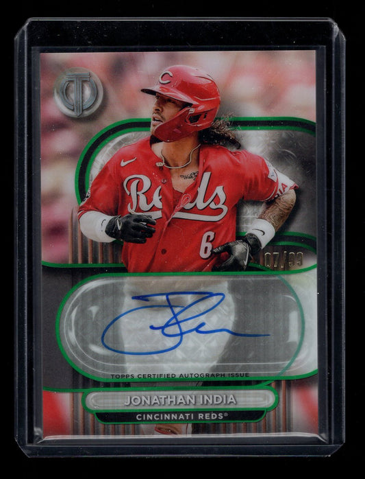 2024 Topps Tribute #TA-JI Jonathan India On-Card Autograph Green #'d /99 (Cincinnati Reds)