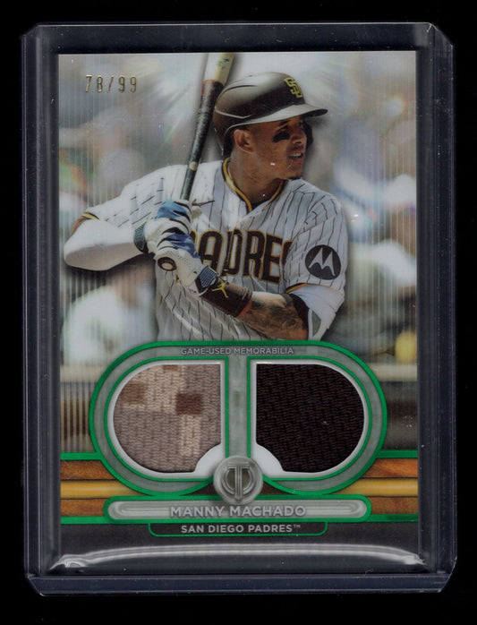 2024 Topps Tribute #DR-MM Manny Machado Green Dual Relic #/99 (San Diego Padres)