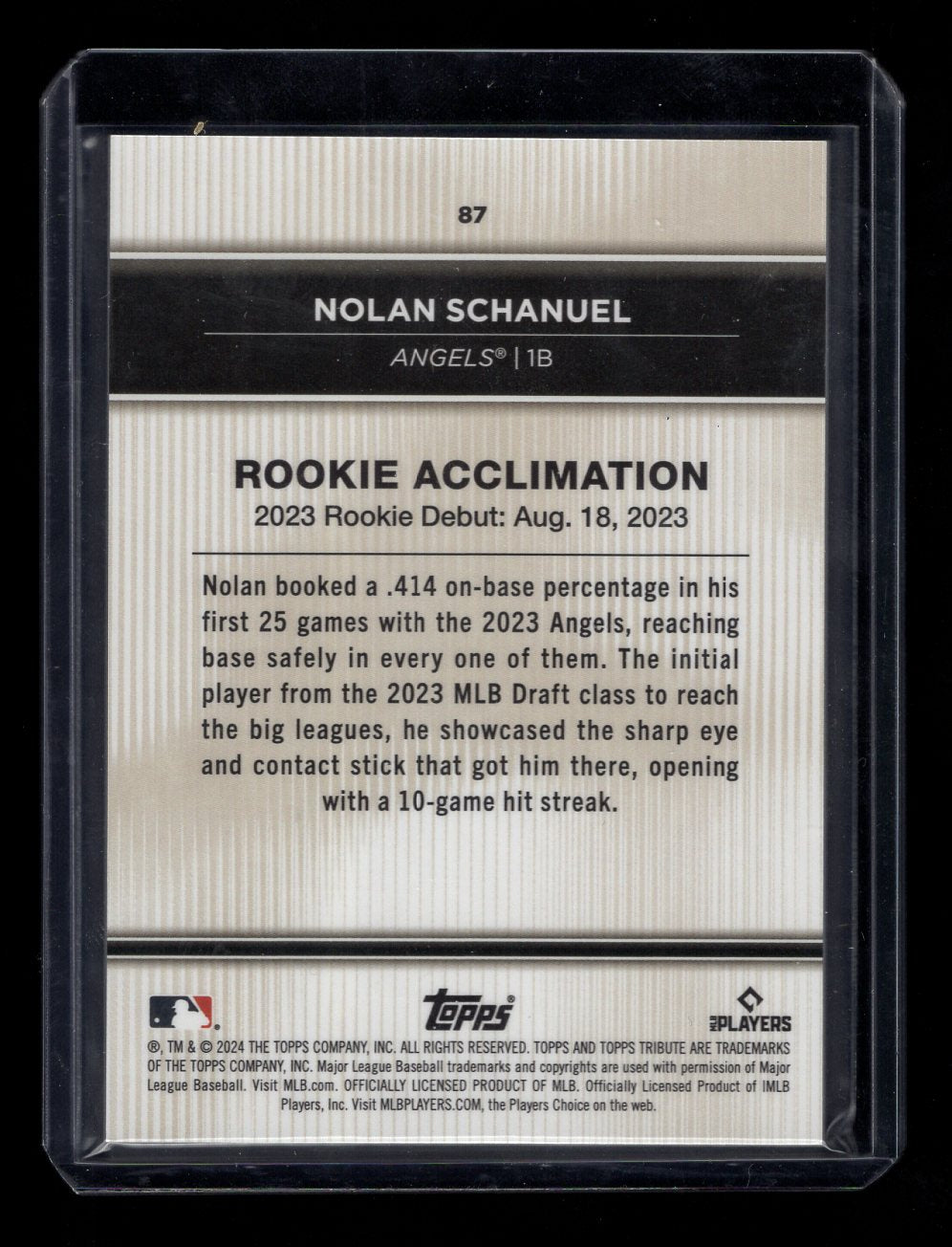 2024 Topps Tribute #87 Nolan Schanuel RC Rookie SP (Los Angeles Angels)