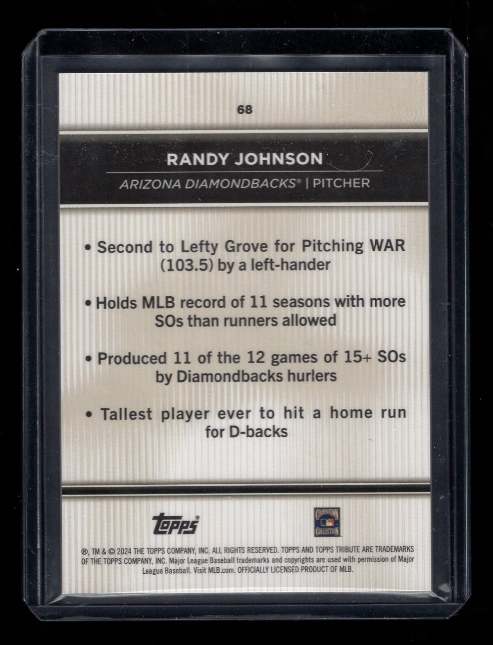 2024 Topps Tribute #68 Randy Johnson (Arizona Diamondbacks)