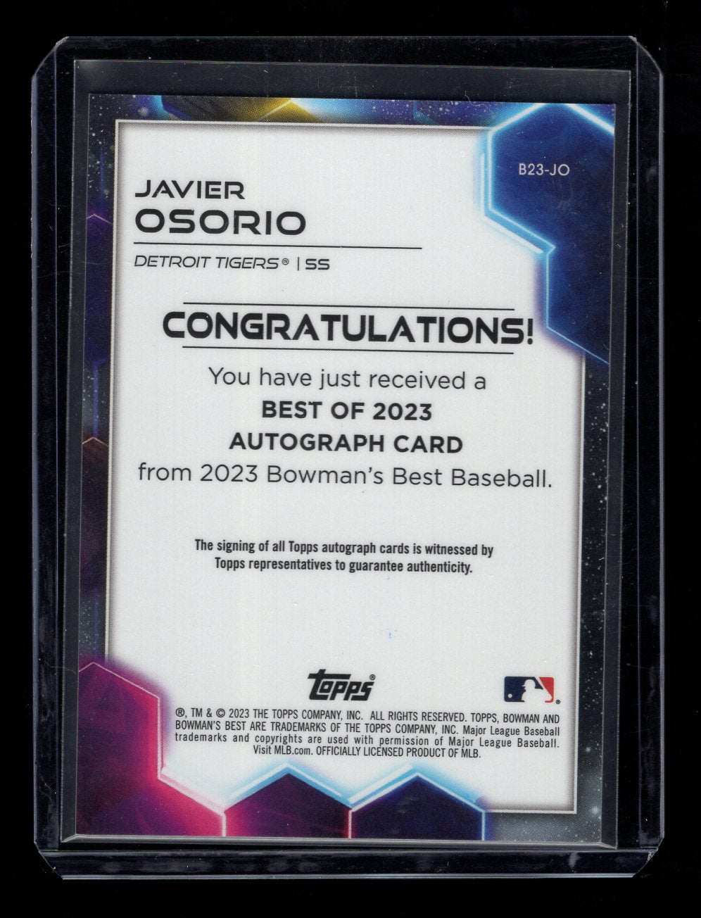 2023 Bowman's Best #B23-JO Javier Osorio Autograph (Detroit Tigers)