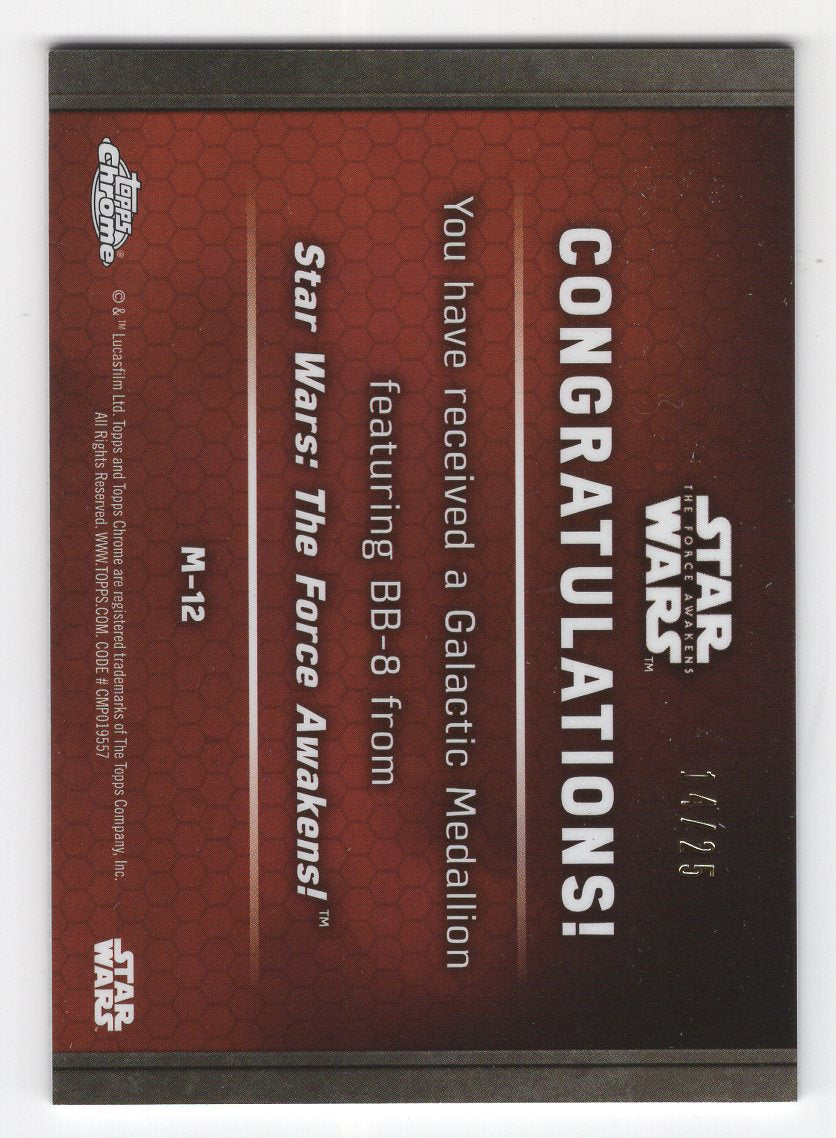 2016 Topps Star Wars Force Awakens Chrome #M-12 Silver Medallion FINN  #'d /25