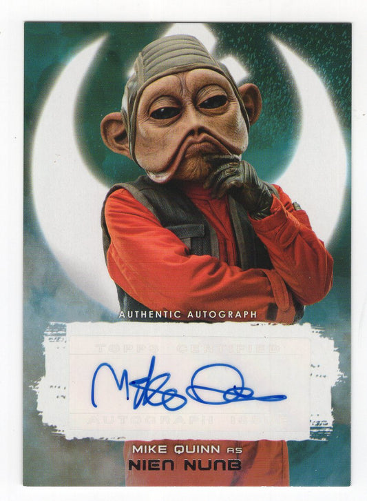 2017 Topps Star Wars The Last Jedi #A-MQ, Mike Quinn (Nien Numb) Auto #'d /25