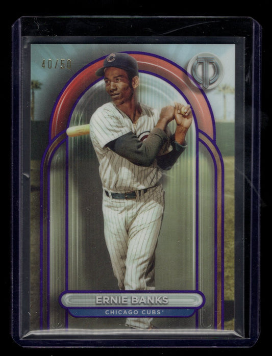 2024 Topps Tribute #76 Ernie Banks Purple  #'d /50 (Chicago Cubs)