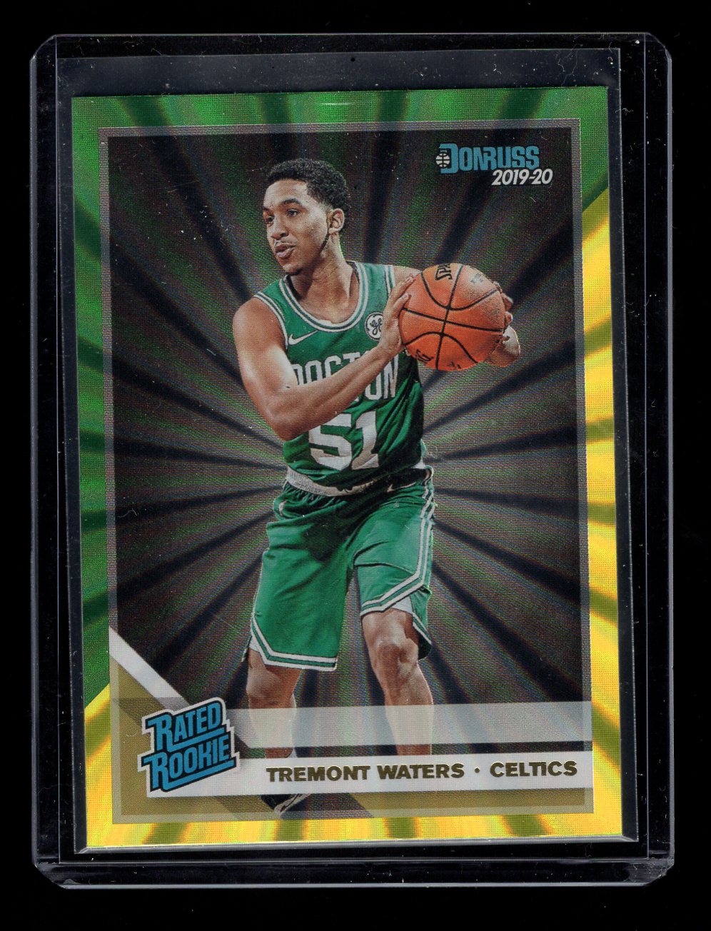 2019-20 Donruss Holo Green & Yellow Laser #244 Tremont Waters Rated Rookie (Celtics)