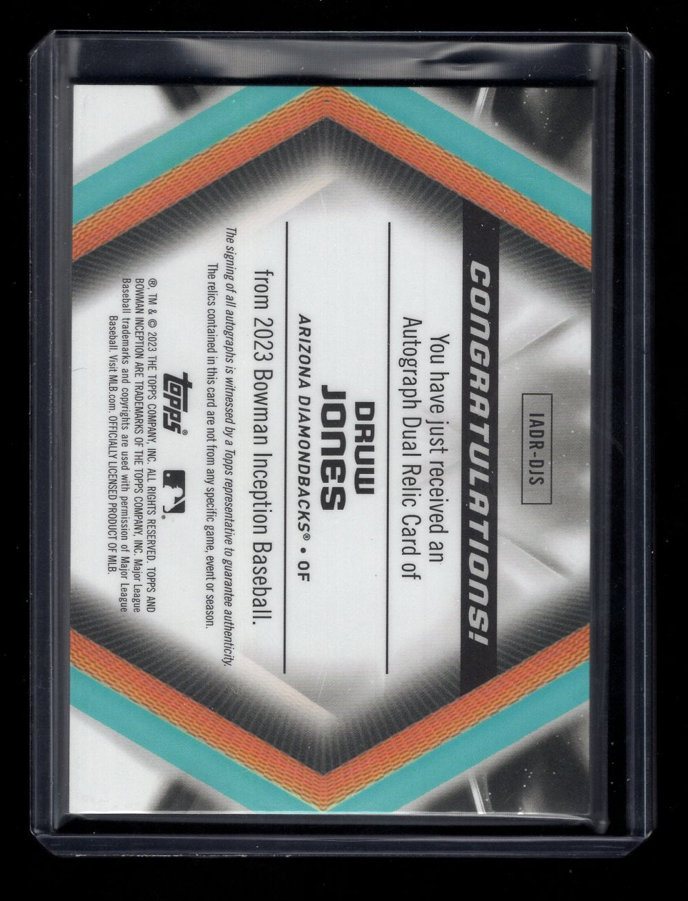 2023 Bowman Inception DRUW JONES Prospect Dual Patch Auto Orange #'d /25