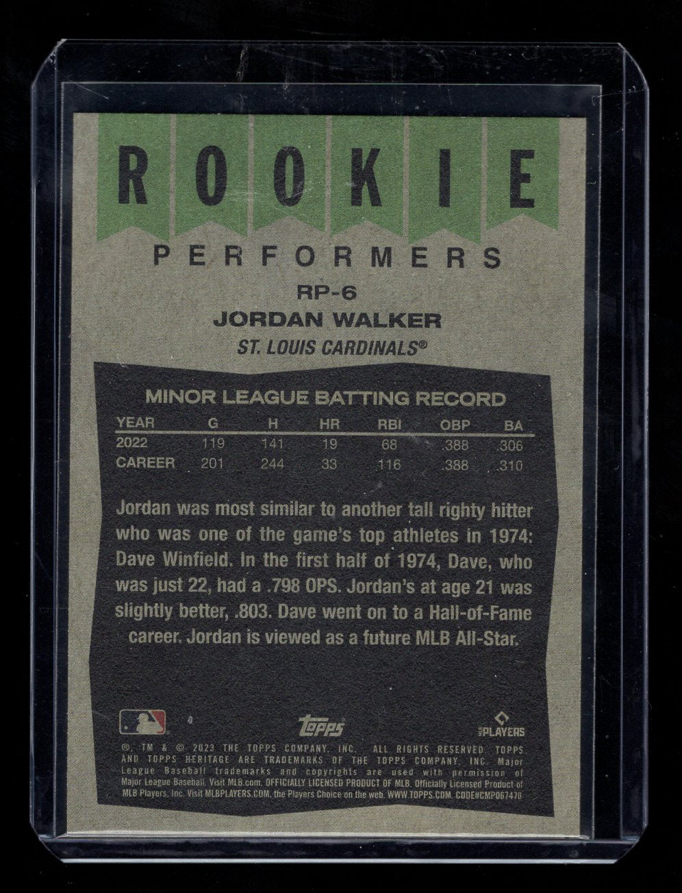 2023 Topps Heritage Rookie Performers #RP6 Jordan Walker (St. Louis Cardinals)