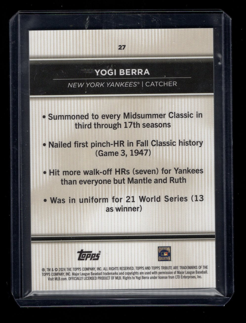 2024 Topps Tribute #27 Yogi Berra (New York Yankees)