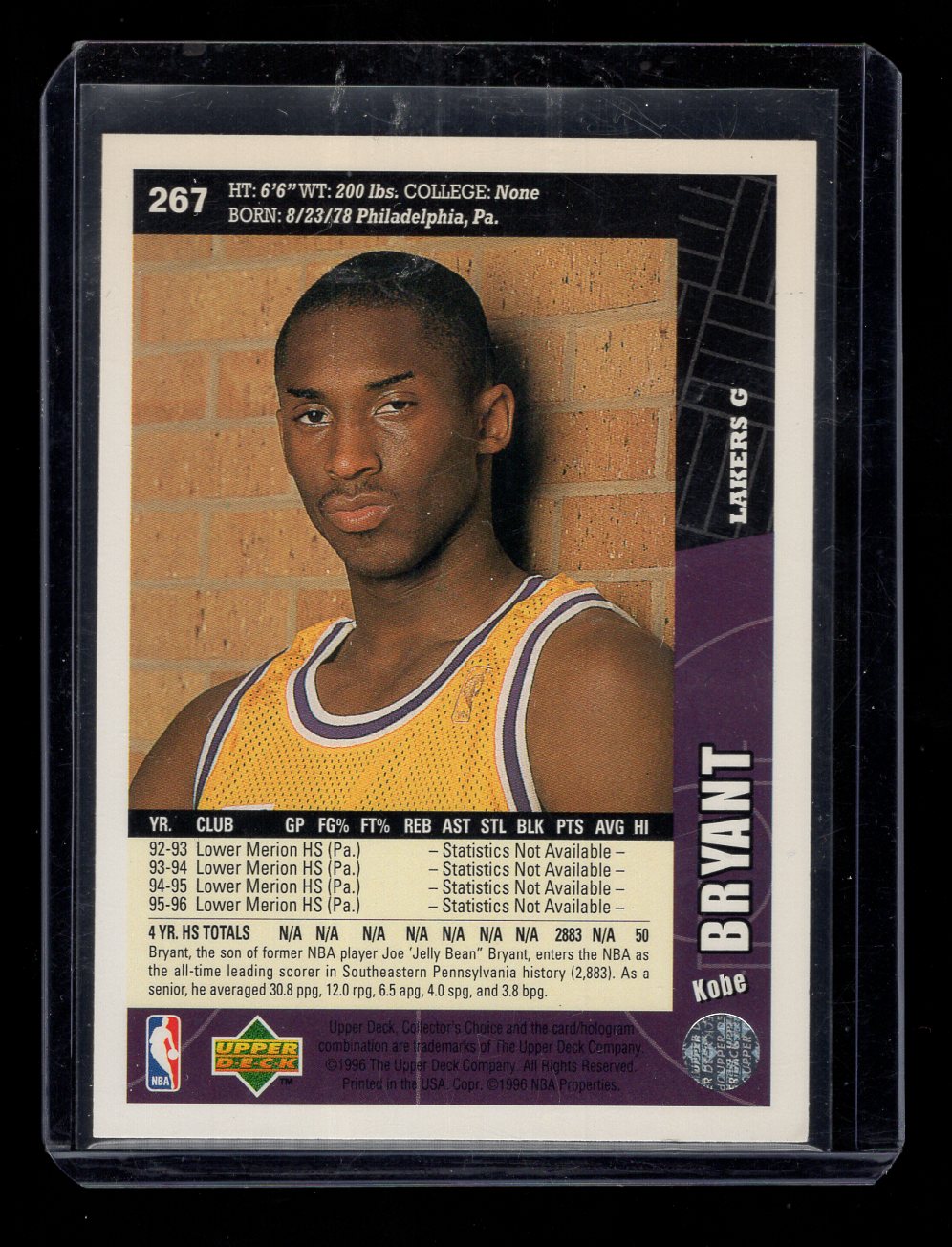 1996-97 Collector's Choice #267 Kobe Bryant Rookie RC (Los Angeles Lakers)