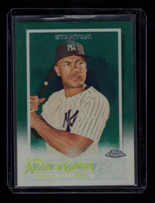 2020 Topps Allen and Ginter Chrome Green Refractors #119 Giancarlo Stanton #'d 89/99 (New York Yankees)