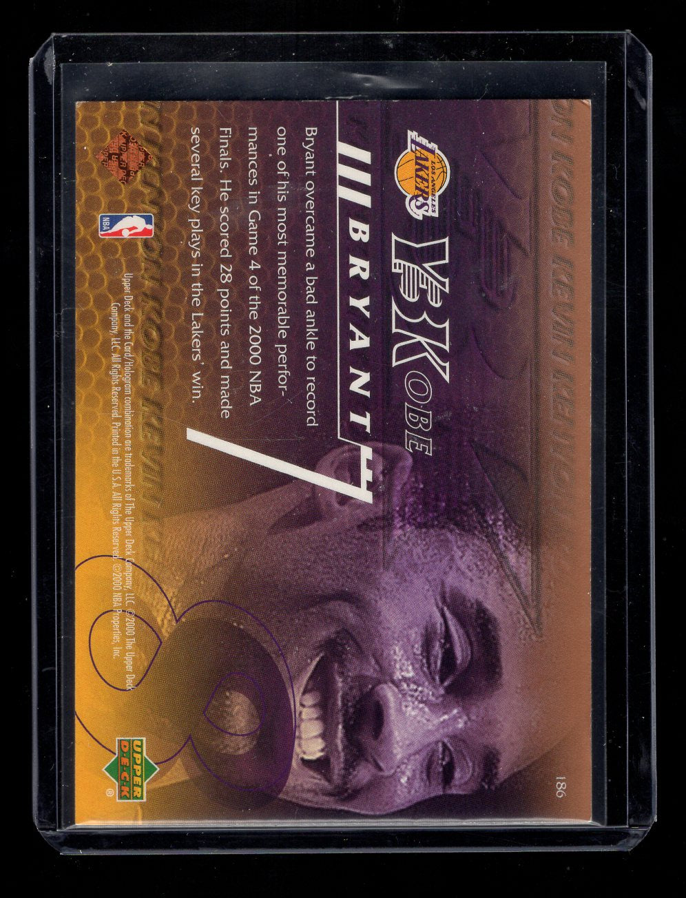 2000-01 Upper Deck #186 Kobe Bryant Y3K (Los Angeles Lakers)