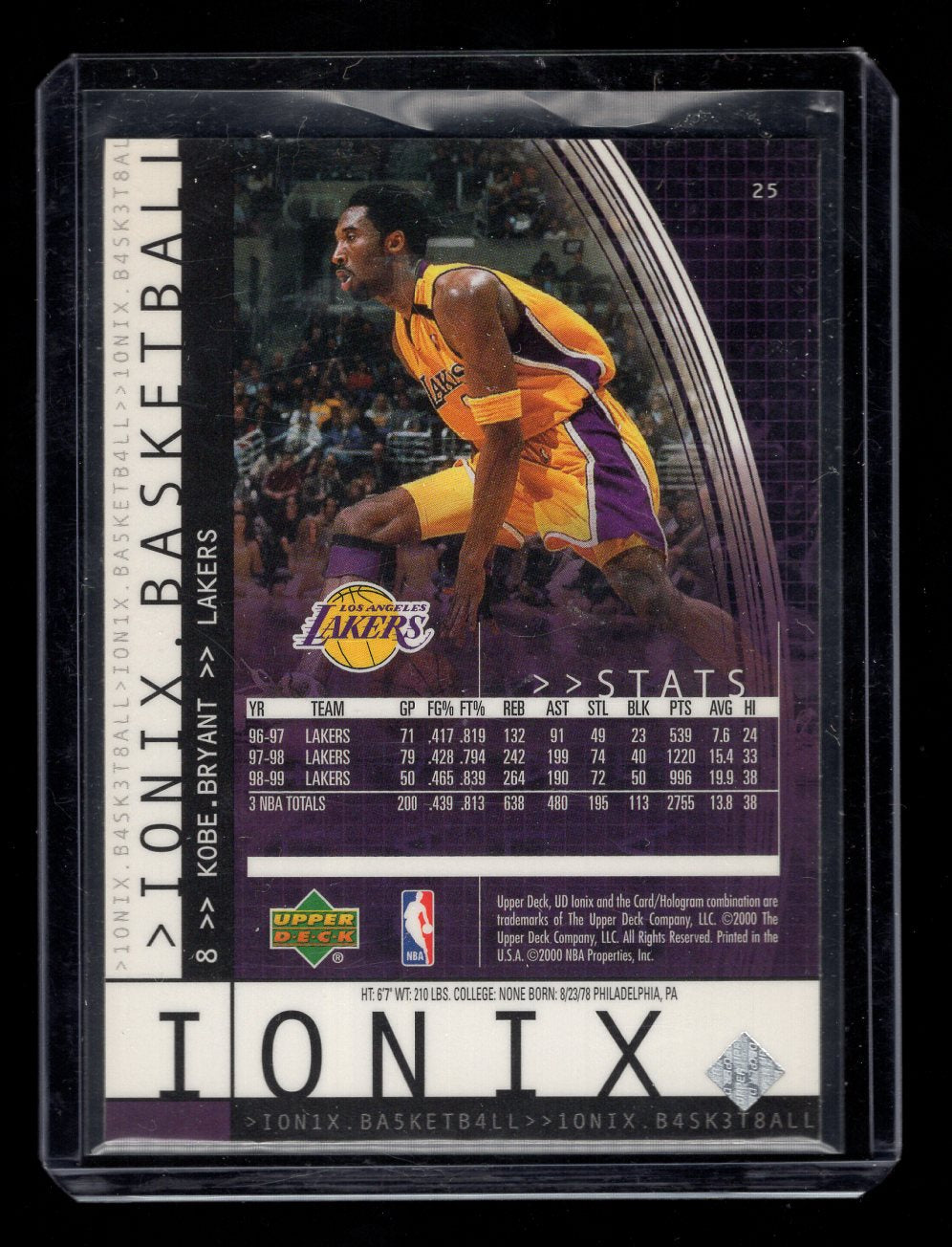 1999-00 UD Ionix #25 Kobe Bryant (Los Angeles Lakers)